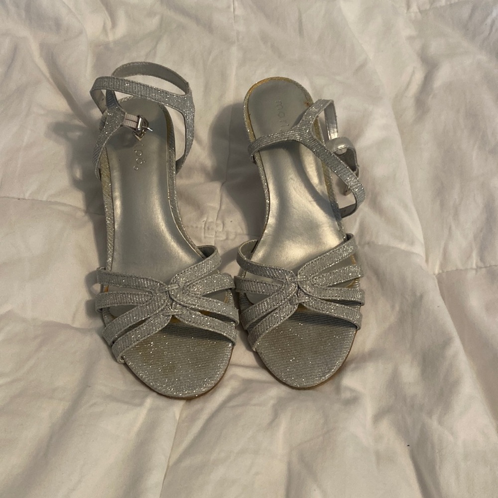 Silver going out heels